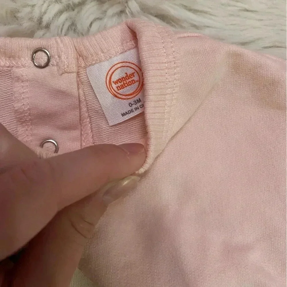 Wonder Nation easter bunny baby girl 0-3 month long sleeve bubble romper